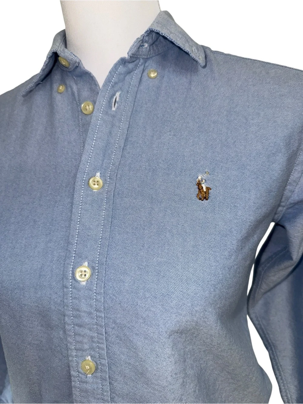 Ralph Lauren Boys Blue Oxford Button Down Shirt Size 10 Pony Logo 100% Cotton